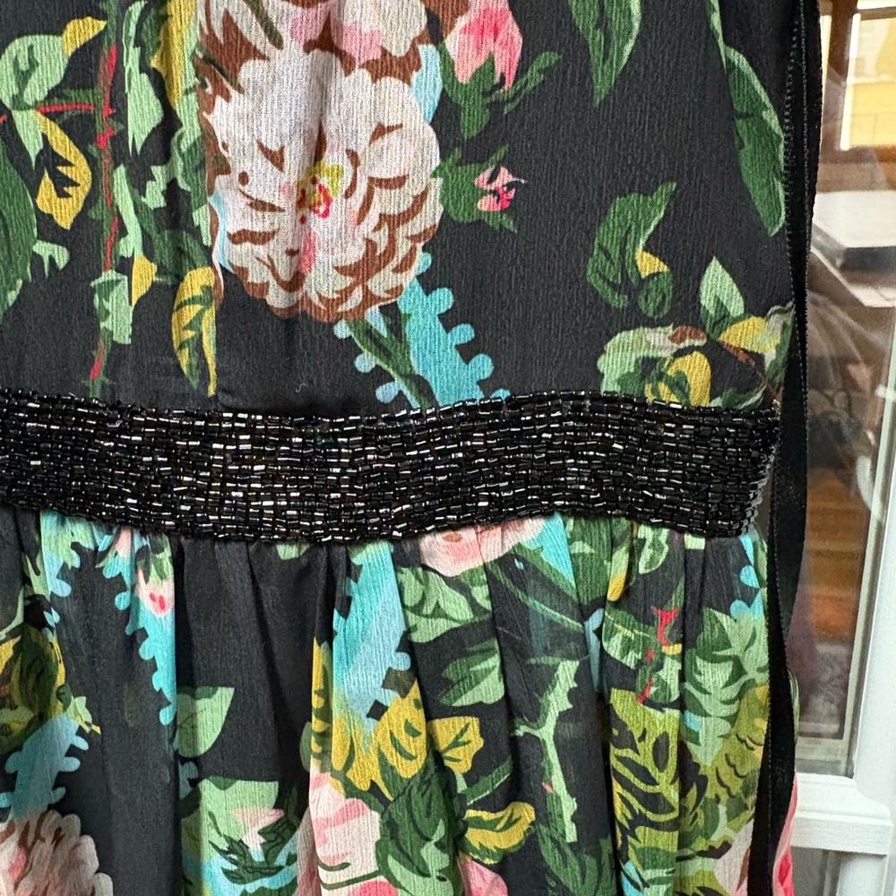 Mac Duggal NWT Floral Print Chiffon Midi Dress Flutter Sleeve Size 12 FLAW - Picture 7 of 15